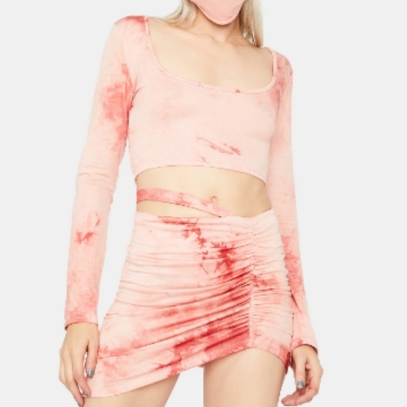 Dolls Kill Dresses & Skirts - NWT Sexy Orange Tye Dye Skirt Set 😍